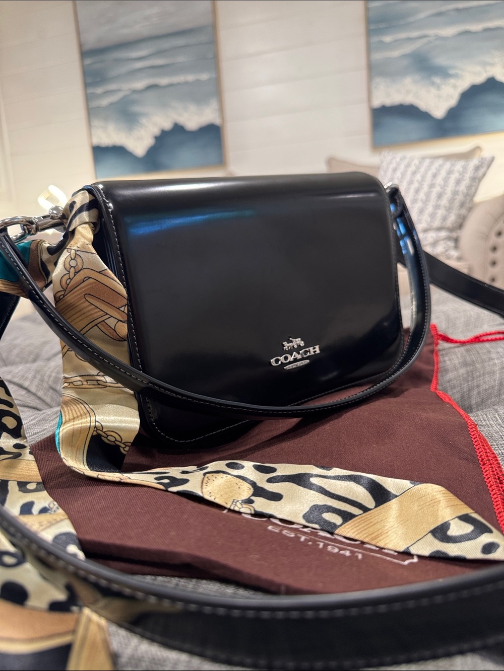 COACH Bag Quinn Black Patent Leather Crossbody Shoulder Satchel Bag NWOT - Picture 3 of 17